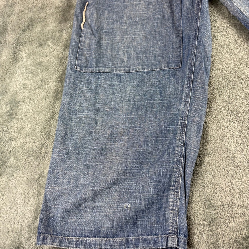 Magnolia Pearl Distressed Patchwork Denim Wide Leg Pants Light Wash Blue OS - Picture 6 of 16